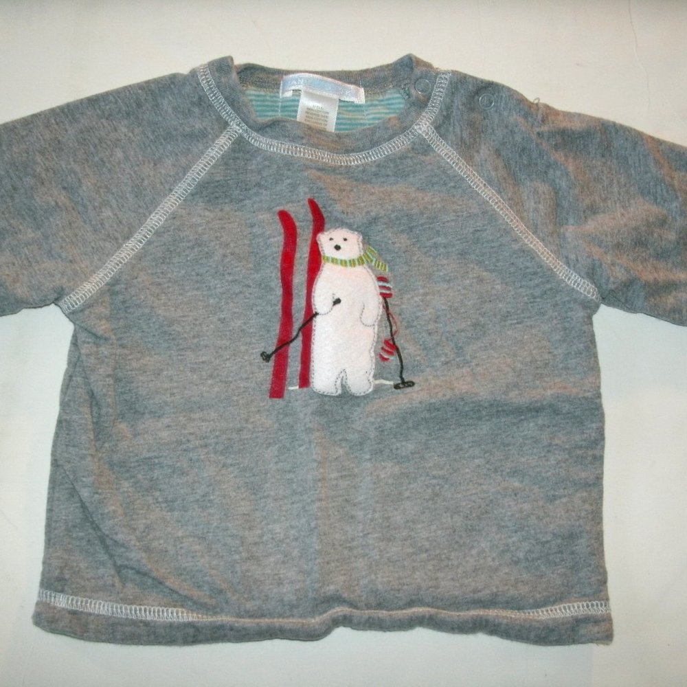 Janie and Jack Boys Shirt Polar Bear Skiing Reversible Long Sleeve 3-6 Months